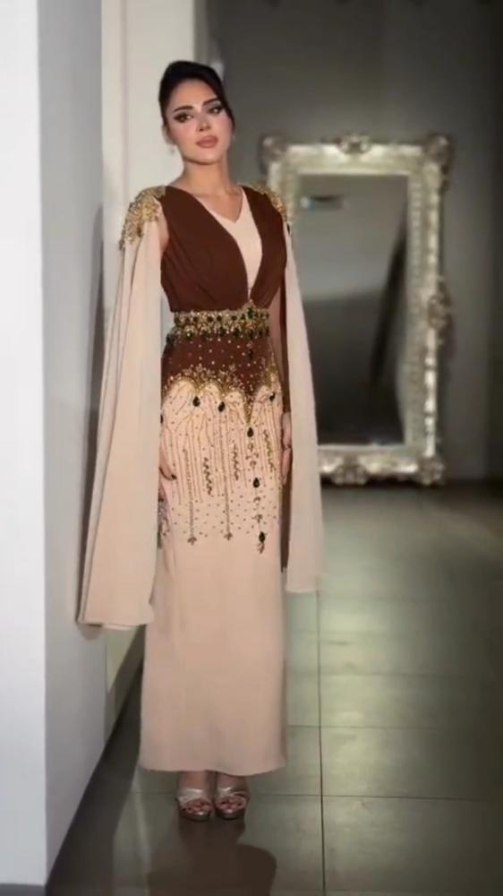 فستان سهره ملكي بتطريز يدوي فاخر