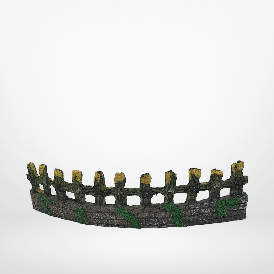ديكور لاحواض السمك شكل سور خشبي اخضر مقاس 5x4x18