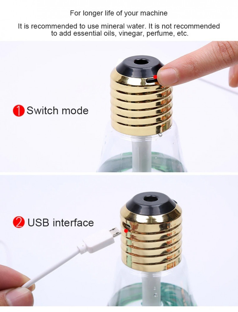 فواحة ومرطب جو شحن USB مضيئة بألوان متعددة