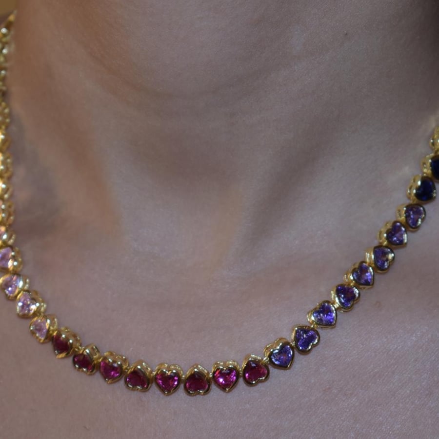Rainbow hearts necklace