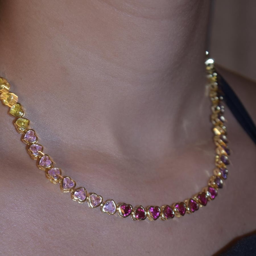 Rainbow hearts necklace