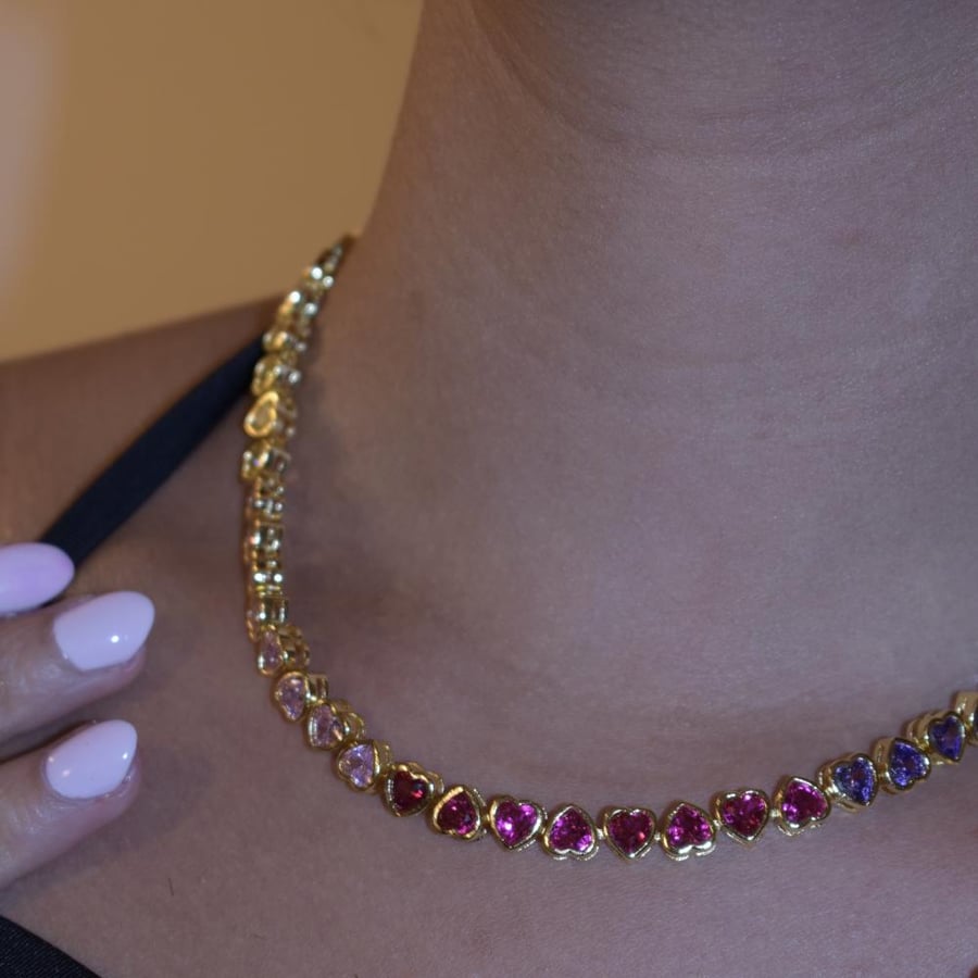 Rainbow hearts necklace