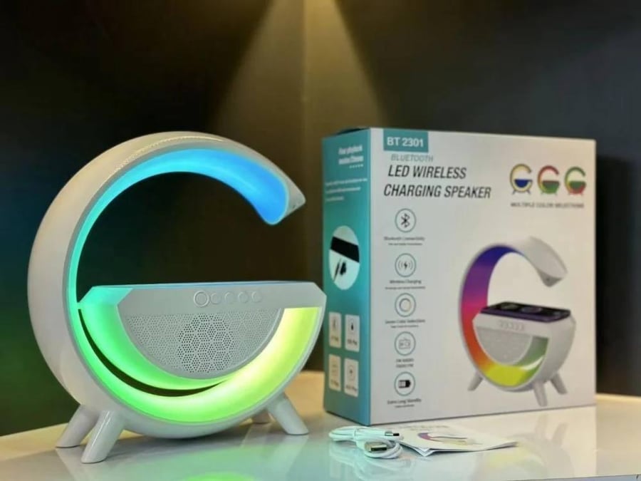مكبر صوت LED - اضاءة + شاحن لاسلكي