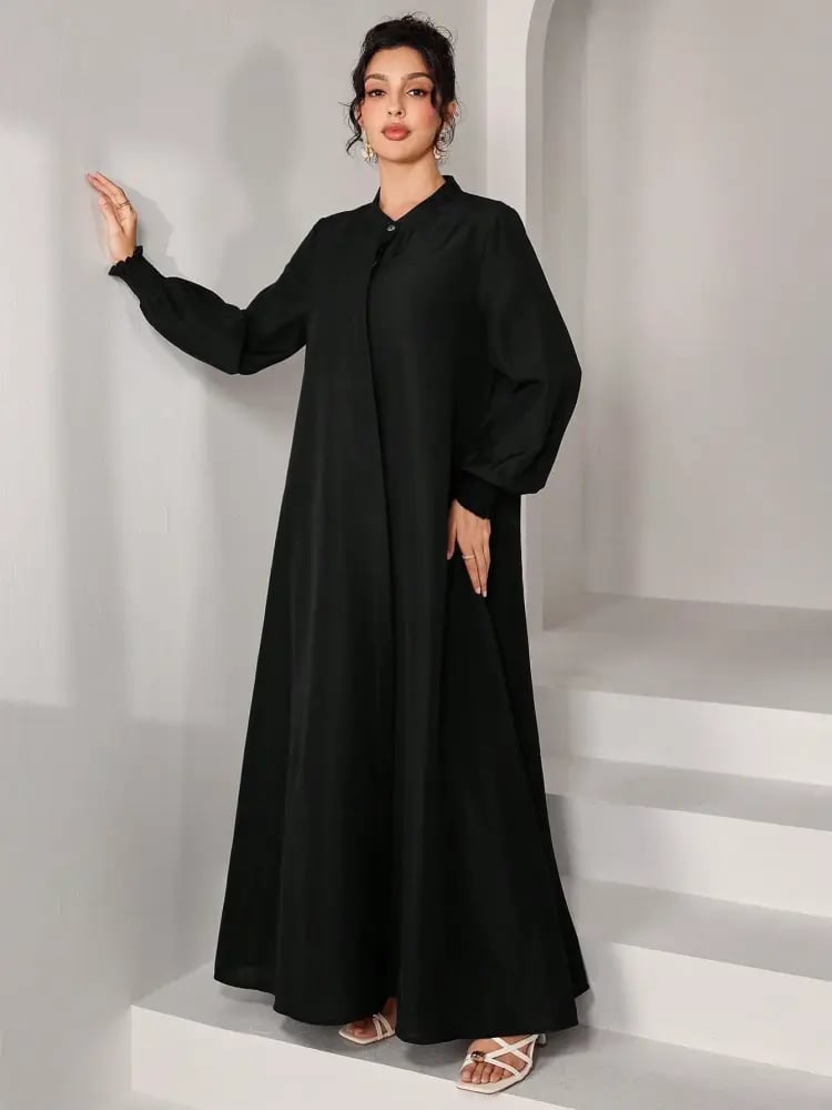عباية نسائية كاجوال فضفاضة مكرمشة بأكمام طويلة