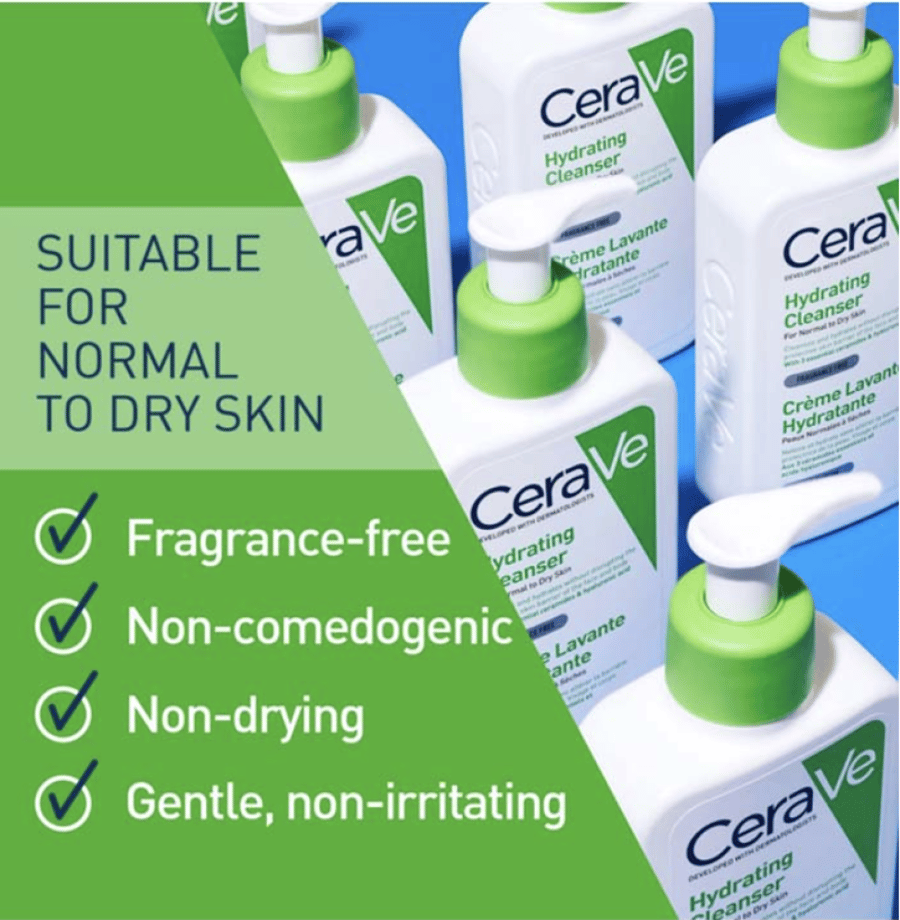 سيرافي غسول مرطب للبشرة العادية إلى الجافة 473 مل - CeraVe Hydrating Cleanser