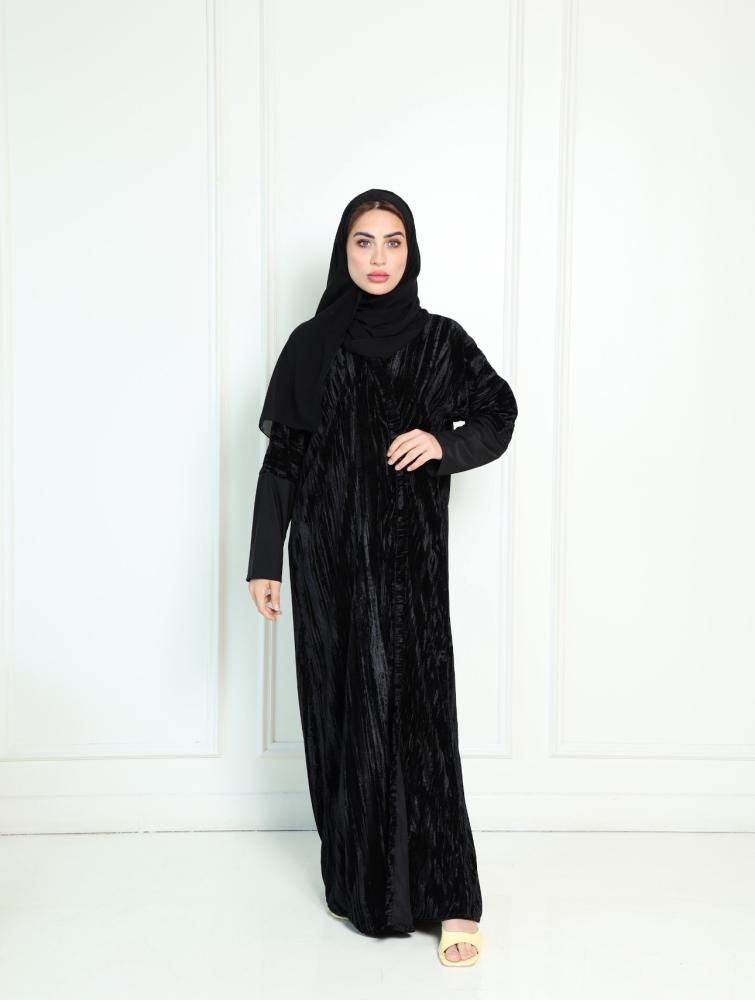 عباية قطيفه مكسر اسود N311
