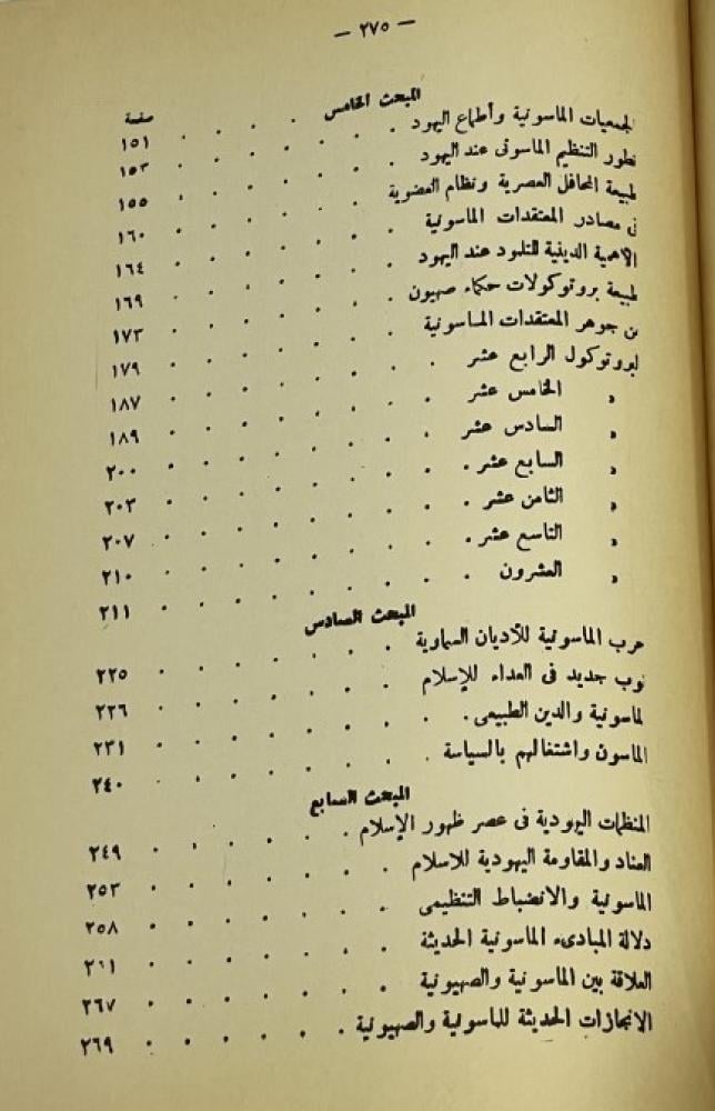 الماسونية ذلك العالم المجهول : دراسة في الأسرار التنظيمية لليهودية العالمية تأليف : د. صابر طعيمة 275 صفحة