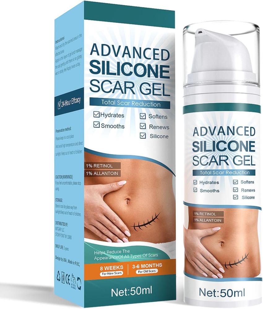 Advanced Scar Cream, Silicone Scar Gel, Treats Old and New Scars, Reduces the Appearance of Scars from, Body, Face, Stretch Marks, Surgical Scar, Keloids, Acne, Burns and More, 1.7 oz