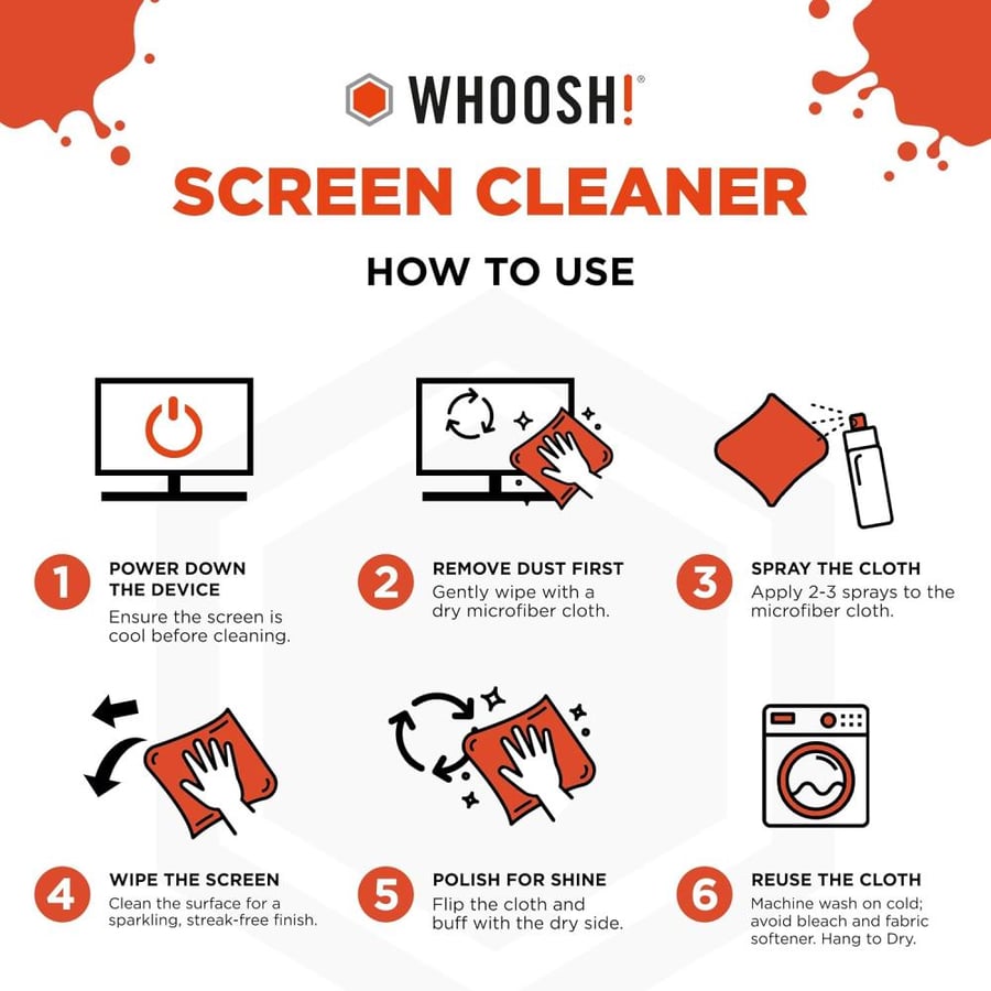 WHOOSH! Screen Shine Go XL – Screen Cleaner Spray & Wipe Kit, 3.4 fl oz