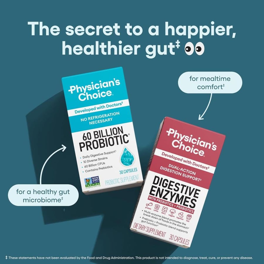 Probiotics 60 Billion CFU - Probiotics and Prebiotics for Women & Men - 2 Month Supply, Natural Shelf Stable Probiotic Supplement with Organic Prebiotic, Acidophilus Probiotic - 60 CT