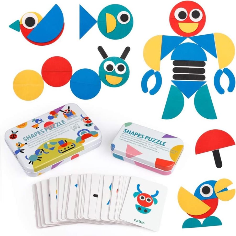 Coogam Wooden Pattern Blocks for 3 4 5 Year Old