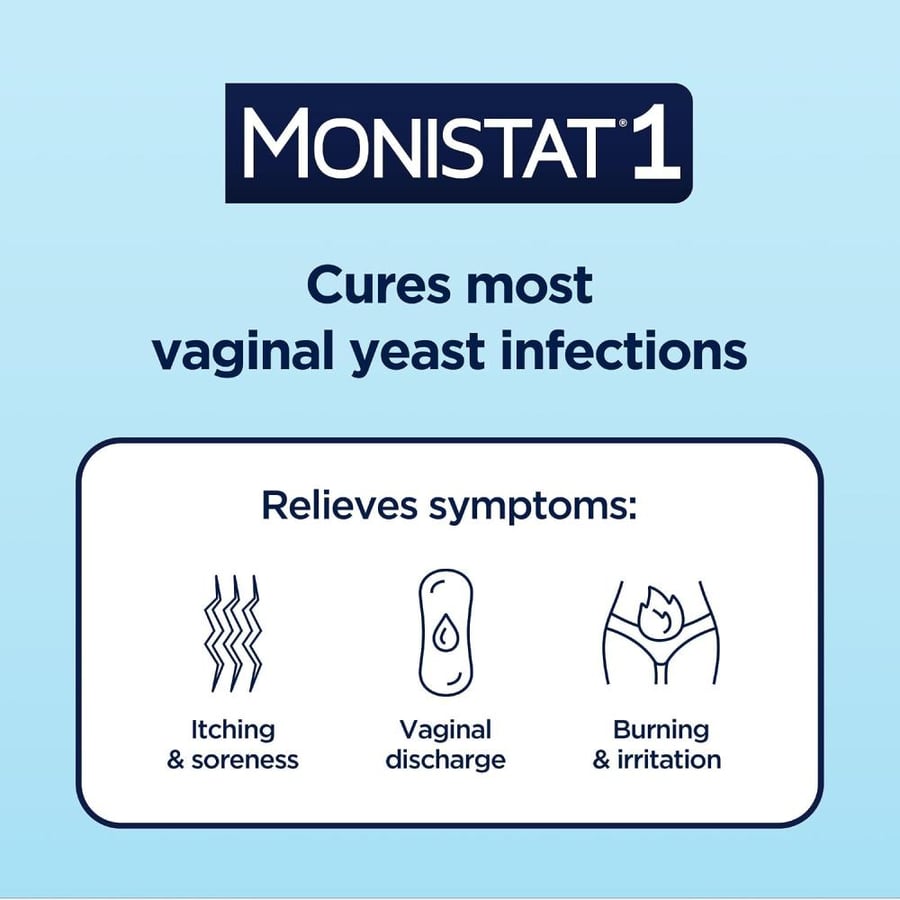 Monistat 1 Day Yeast Infection Treatment for Women, 1 Miconazole Ovule Insert & External Monistat Anti-Itch Cream Bundle