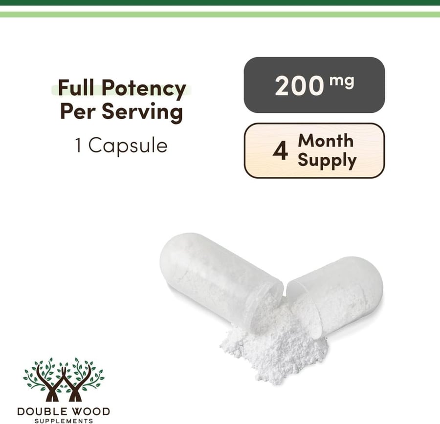 L-Theanine Supplement 200mg, 120 Capsules (Soy Free, Gluten Free, Non-GMO, Third Party Tested) Synergy with Magnesium L-Threonate and Apigenin by Double Wood