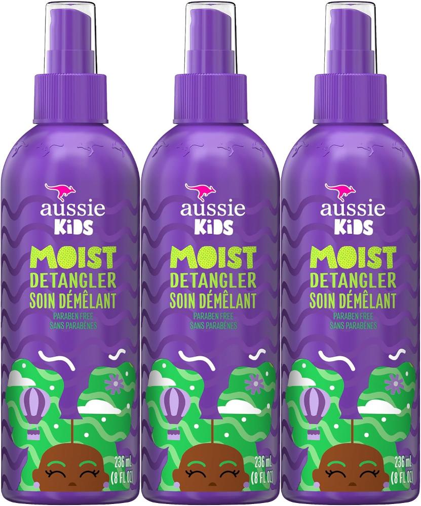 Aussie Kids Moist Detangler for Kids, Sulfate Free and Paraben Free, 8 fl oz, Triple Pack
