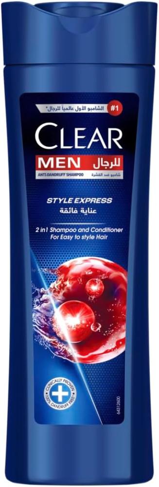 CLEAR MEN 2in1 Shampoo & conditioner for men, anti dandruff shampoo, Style Express, 100% dandruff-free hair^ & nourished scalp, 350 ML