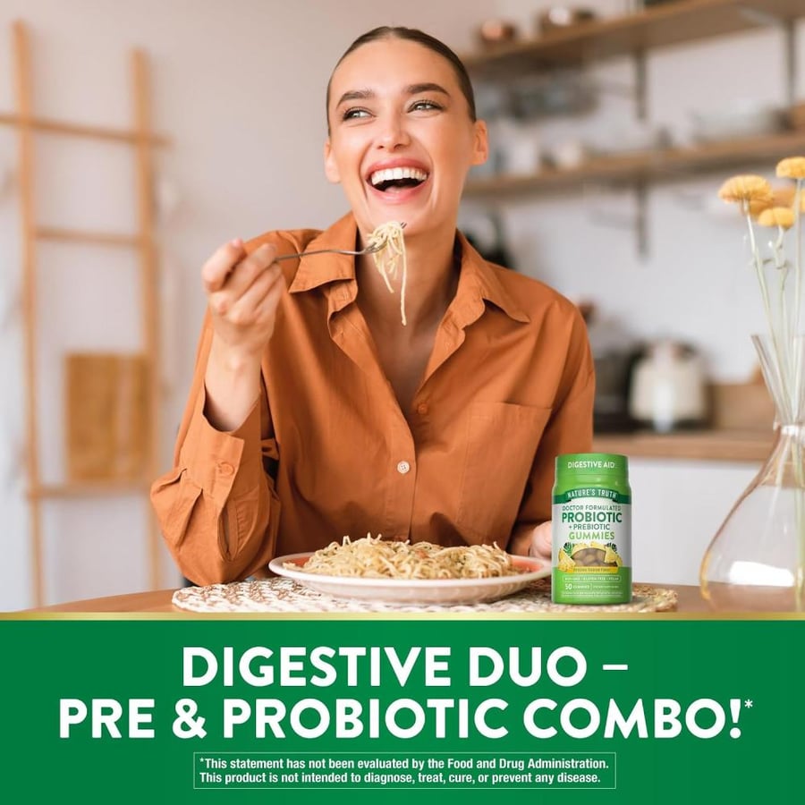 Probiotic Gummies | 50 Count | Vegan, Non-GMO & Gluten Free Digestive Health Supplement | by Natures Truth