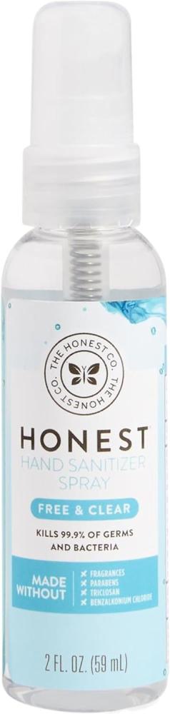 The Honest Company Plant-Based Hand Sanitizer Spray | Kills 99.9% of Germs | Hypoallergenic, Quick-drying + Moisturizing | Fragrance Free, 2 fl oz