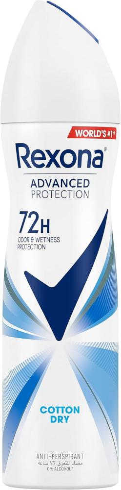 بخاخ مضاد للتعرق ومزيل للرائحة Rexona للنساء Cotton Dry حماية 72 ساعة 150 مل