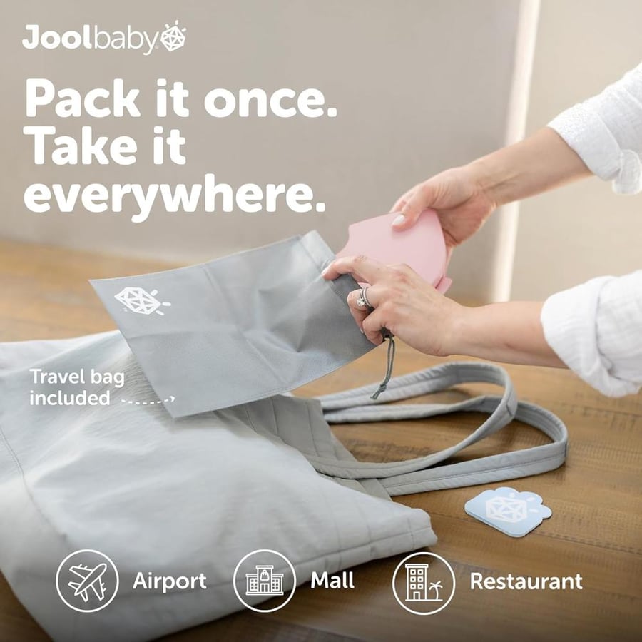 Jool Baby Products Folding Travel Potty Seat for Girls, Fits Round & Oval Toilets, Non-Slip Suction Cups, Includes Free Travel Bag -