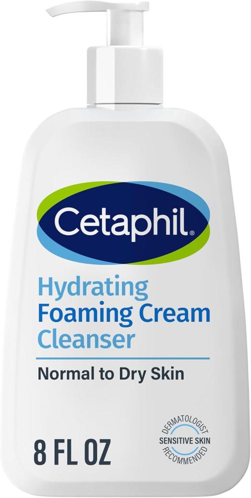 Cetaphil Cream to Foam Face Wash, Hydrating Foaming Cream Cleanser, 8 oz, For Normal to Dry, Sensitive Skin, with Soothing Prebiotic Aloe, Hypoallergenic, Fragrance Free