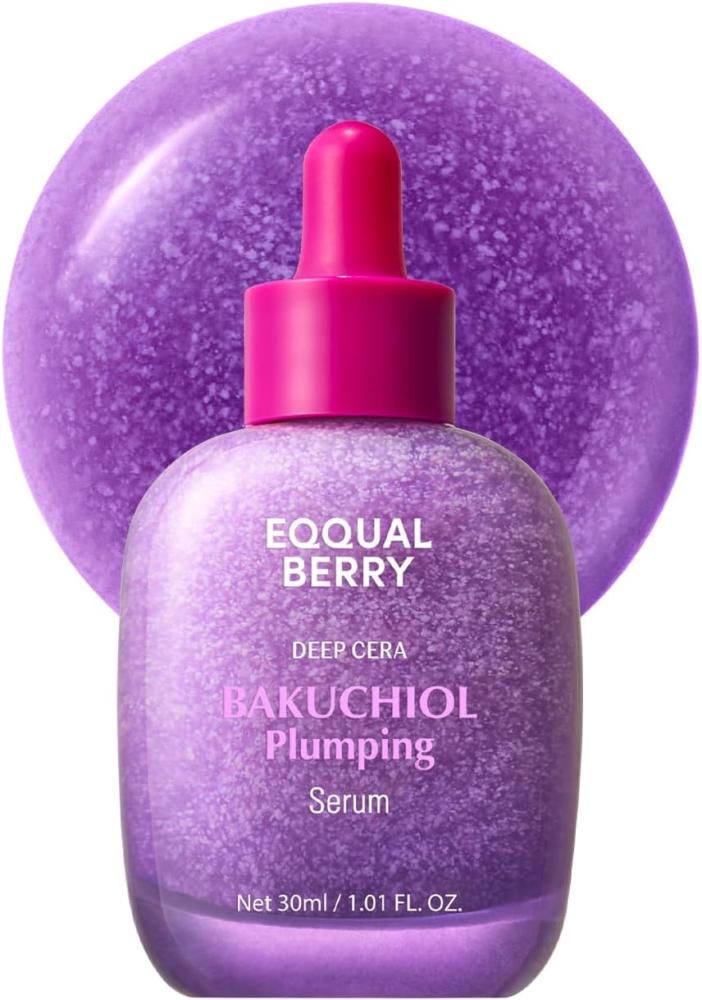 EQQUALBERRY Bakuchiol Plumping Serum – Pore and Wrinkle Minimizer with Bakuchiol | Retinol Alternative for Sensitive Skin | Enhances Firmness and Elasticity with Ceramide and Peptides, 1.01oz / 30ml