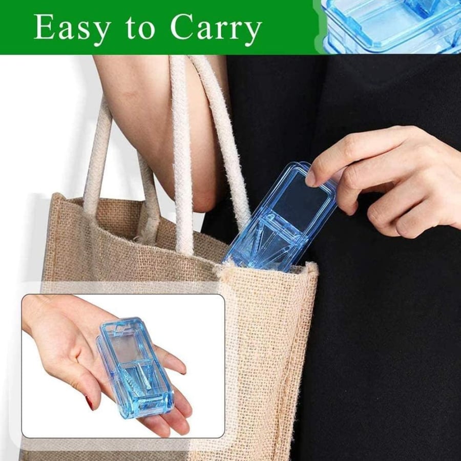 Pill Splitter Cutter with Grip for Small and Large Medication, Easy Cut Pill Splitter and Crusher, Travel Medicine Box, Portable Pill Cutter Splitter