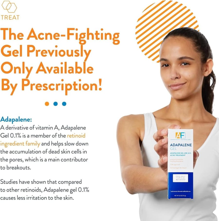 AcneFree Acne Free Adapalene Gel 0.1%, Once-Daily Topical Retinoid Acne Treatment, 30 Day Supply, 0.5 Ounce