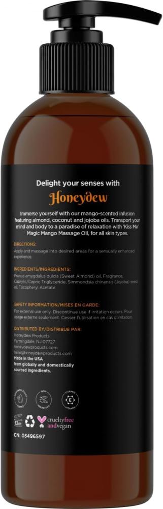 Maple Holistics Mango Sensual Massage Oil for Couples - Alluring Tropical Oil for Full Body Massages, Vegan and Non-Greasy