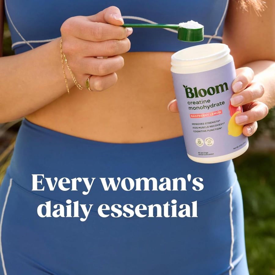 Bloom Lemon Raspberry Creatine 5g Per Serving Supports Strength, Endurance & Recovery - Non-GMO - Great Before or After Workout - 40 Servings, 9 oz.