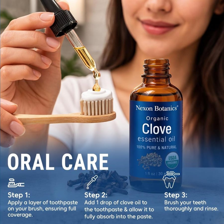Organic Clove Essential Oil 30 ml - Pure, Undiluted for Teeth and Gums