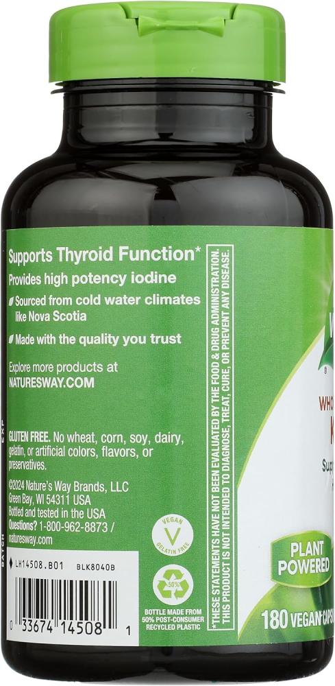 Nature's Way Kelp Whole Thallus 180 Vegan Capsules (600mg)