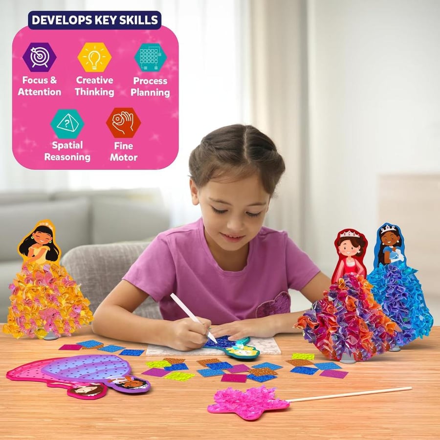 Skillmatics Poke-in Art - Magical Princesses, Mess-Free Fun for Kids, DIY Craft Kits, Creative Activity, Gifts for Girls & Boys Ages 4, 5, 6, 7, 8, 9