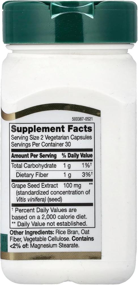21st Century Standardized Grape Seed Extract Capsules, 60 Vegetarian Caps