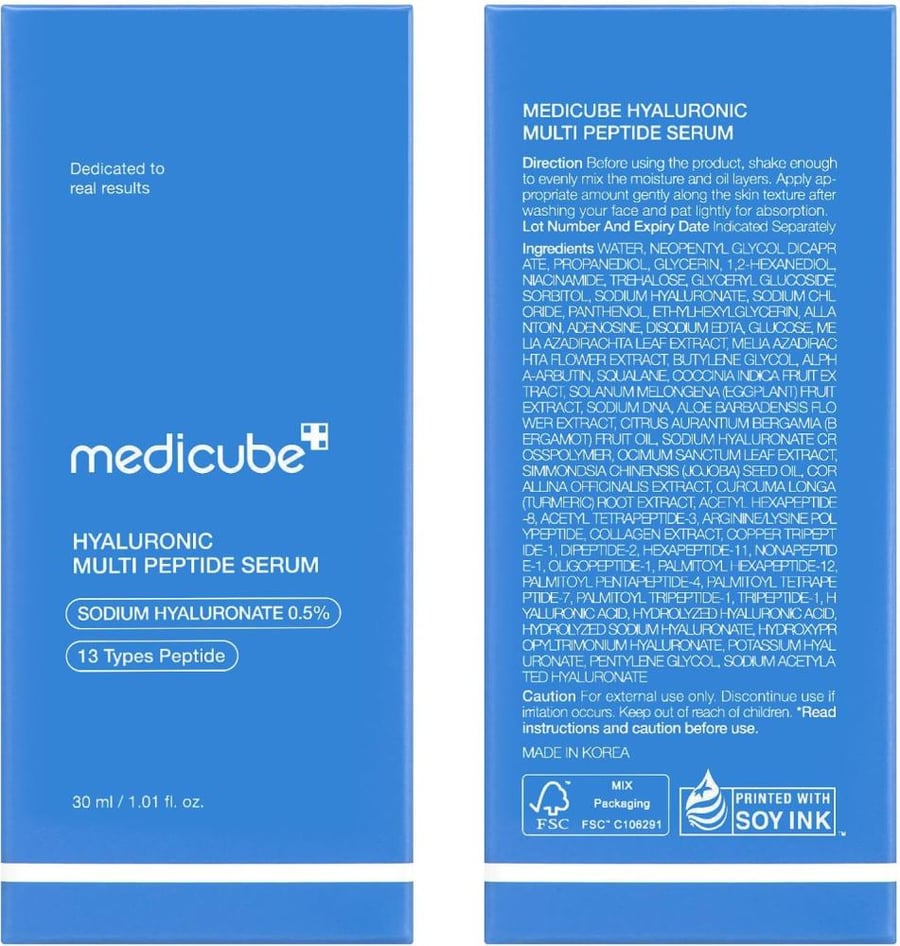 medicube Hyaluronic Multi Peptide PDRN Serum for Glowing and Soothing | Lightweight Water Plumping Radiant Facial Serum for All Skin Type, Hydrating Moisturizer, Korean Skincare | 30ml 1.01fl.oz.