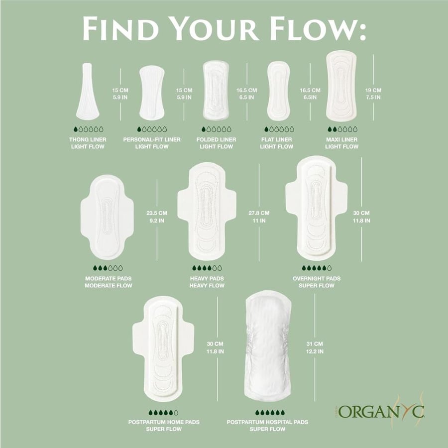 Organyc Clinically Proven Protection Organic Cotton Feminine Pads, Heavy Flow, 10 Pieces - Pack of 1