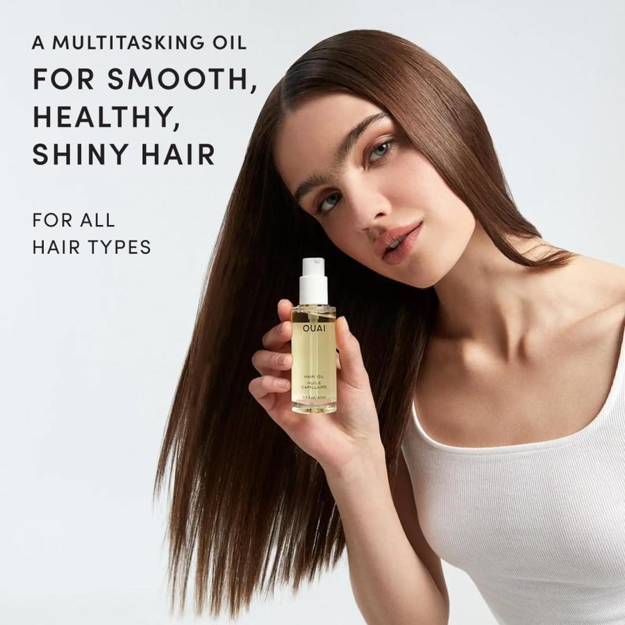 OUAI Travel Size Hair Oil - Heat Protection Oil for Frizz Control - Adds Shine and Smooths Split Ends, Colorfast Formula, Parabens, Phthalates and Sulfates Free - 13ml