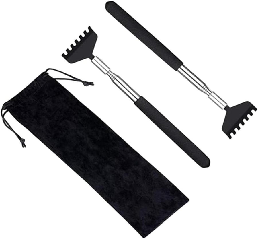 2 Pack Portable Extendable Back Scratcher Head Back Legs Tool with Carry Bag Office Itch