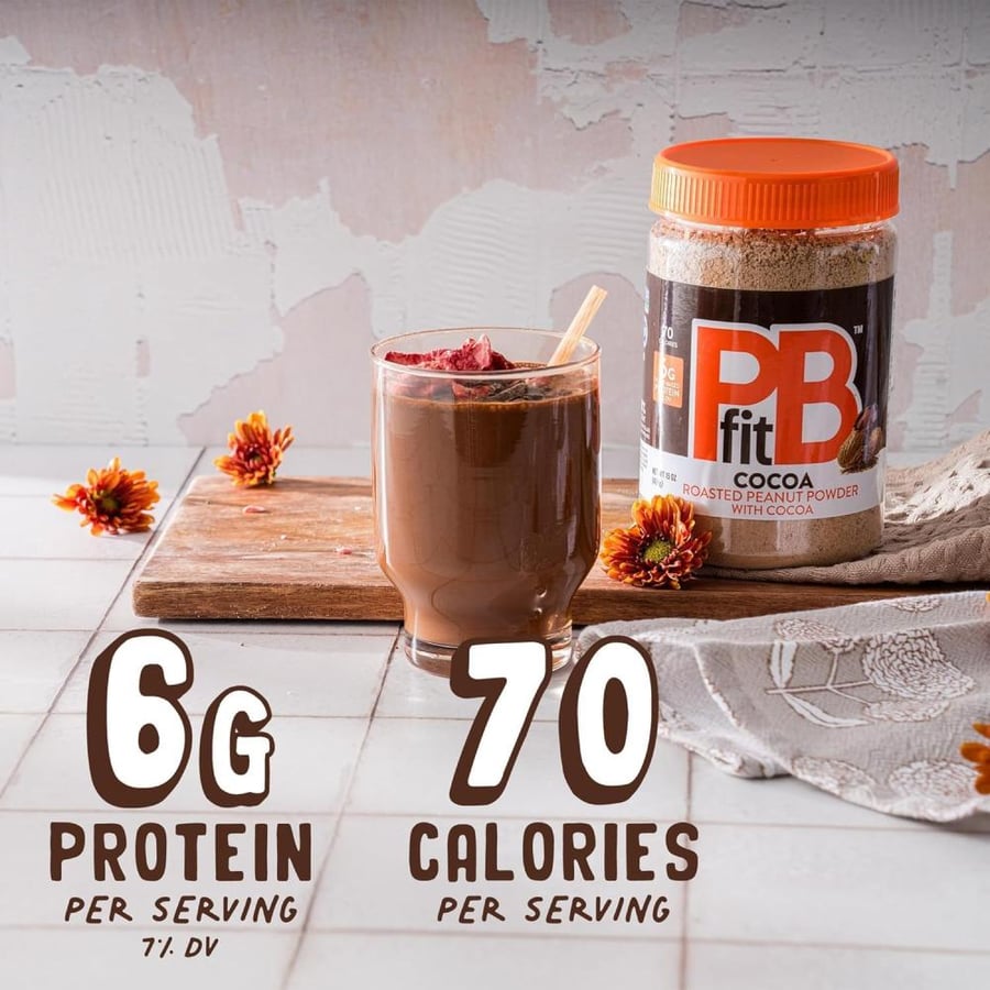 PBfit All-Natural Chocolate Peanut Butter Powder, Extra Chocolatey Powdered Peanut Spread from Real Roasted Pressed Peanuts and Cocoa, 6g of Protein 7% DV (15 ounces)