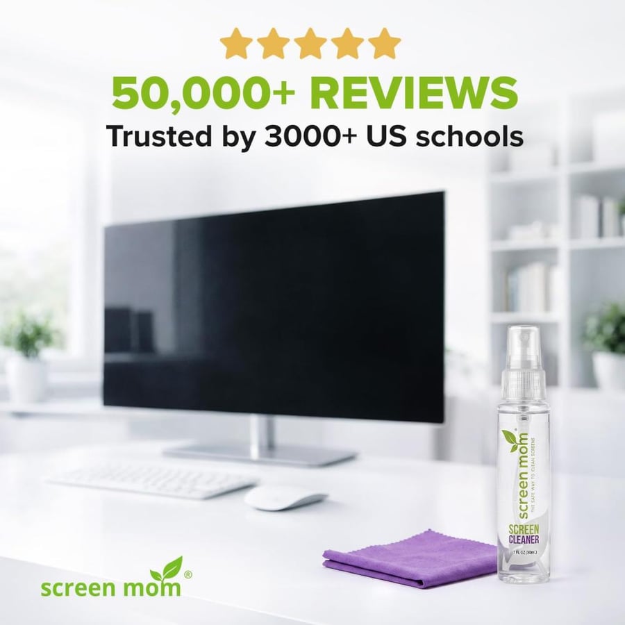 Screen Cleaner Spray and Microfiber Cloths 3-Pack (3x1oz) by Screen Mom-Screen Cleaner Spray and Wipe for TV, Computer, Phone, iPad, Car Screen Cleaning Kit Electronic Cleaner Spray