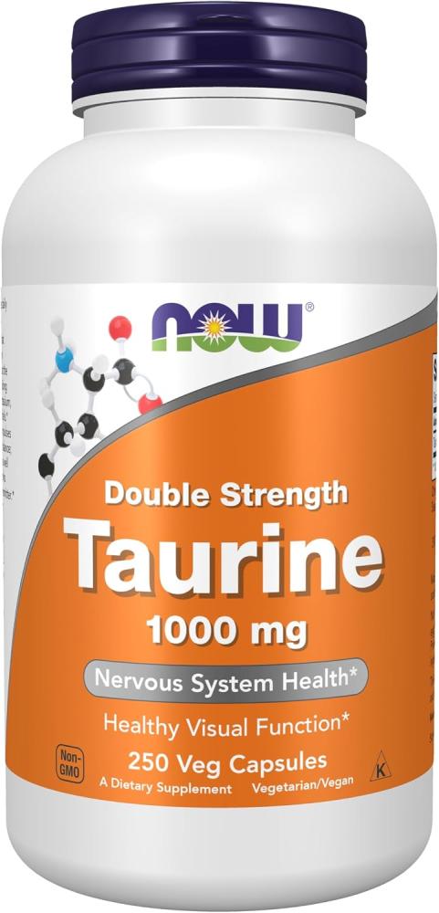 NOW Taurine Food Supplements for Double Strength - 1000mg, 250 Veg Capsules