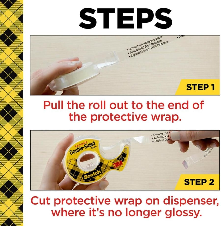 Scotch Double Sided Tape, Permanent, 1/2 in x 400 in, 2 Dispensers/Pack (137DM-2)