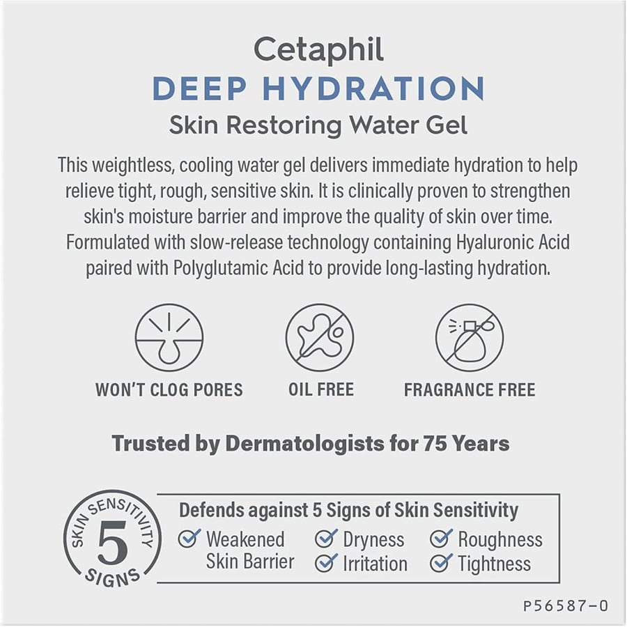 Cetaphil Deep Hydration Water Gel Face Moisturizer, Dry Skin, 1.7 oz