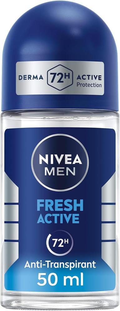 NIVEA MEN Antiperspirant Roll-on for Men, 72h Protection, Fresh Active Fresh Scent, 50ml