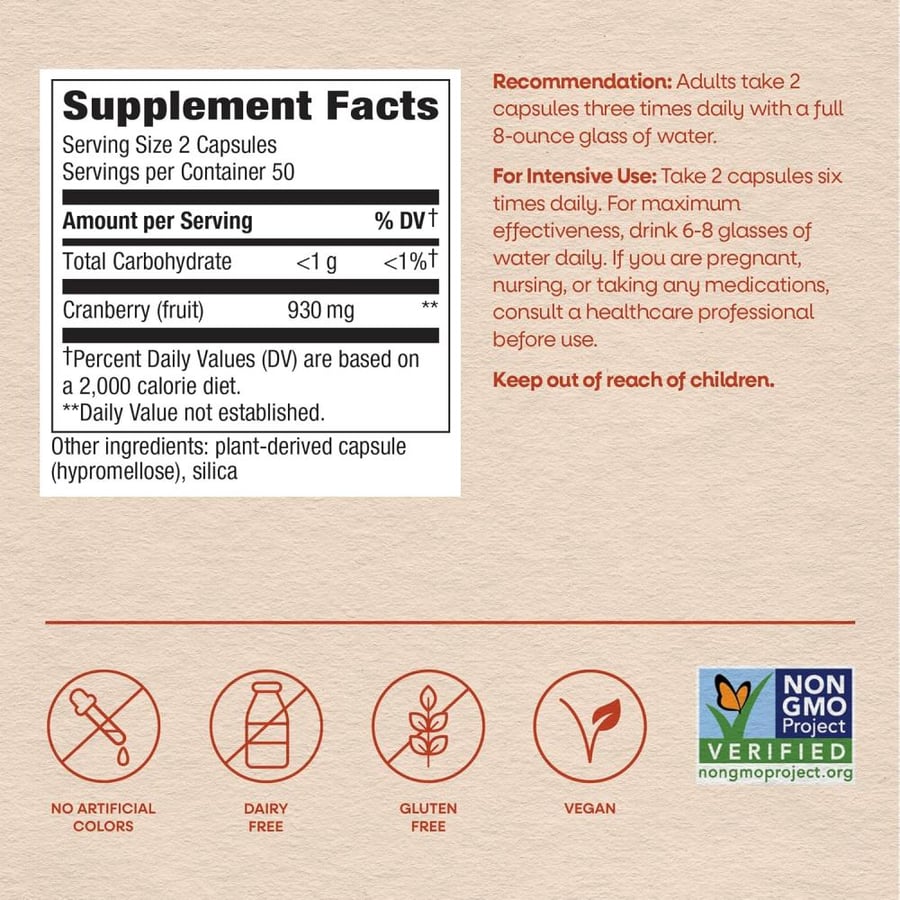 Nature's Way Cranberry Fruit (930mg, 100 Vegetarian Capsules)
