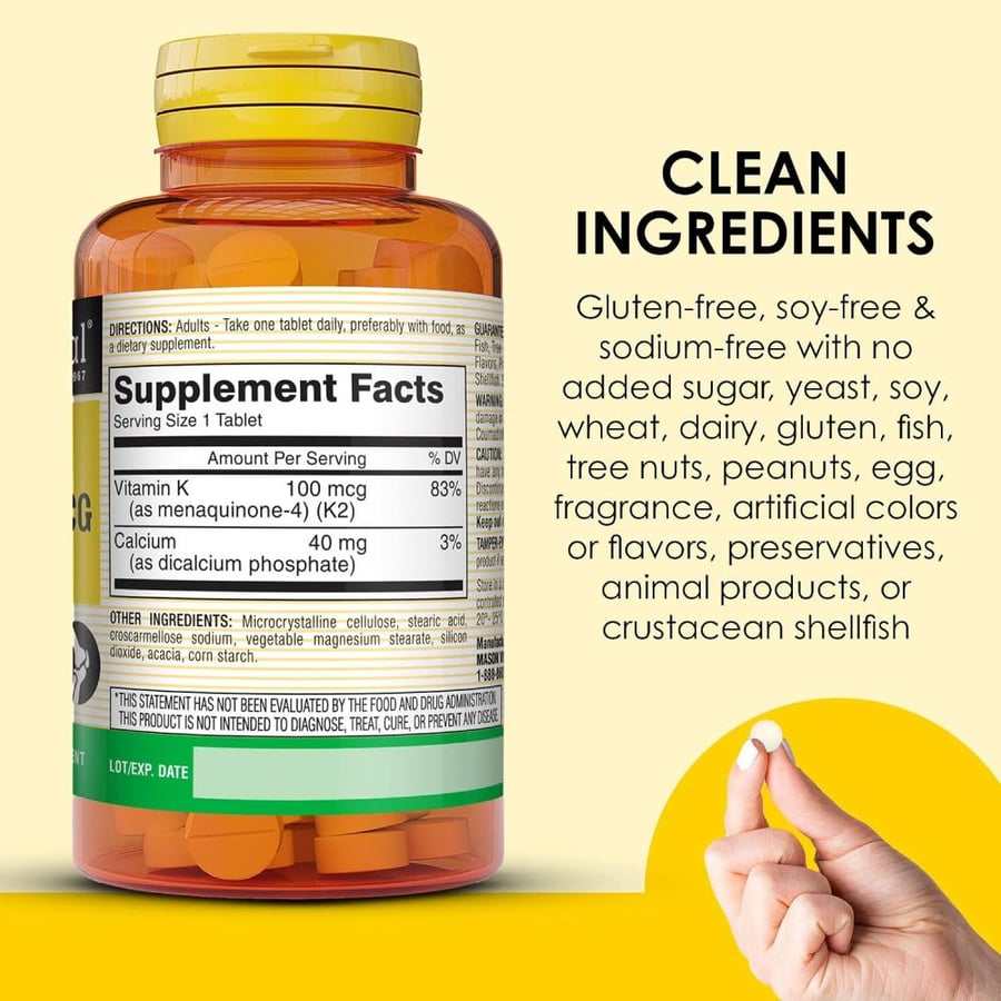 Mason Natural Vitamin K2,100 Mcg Tablets