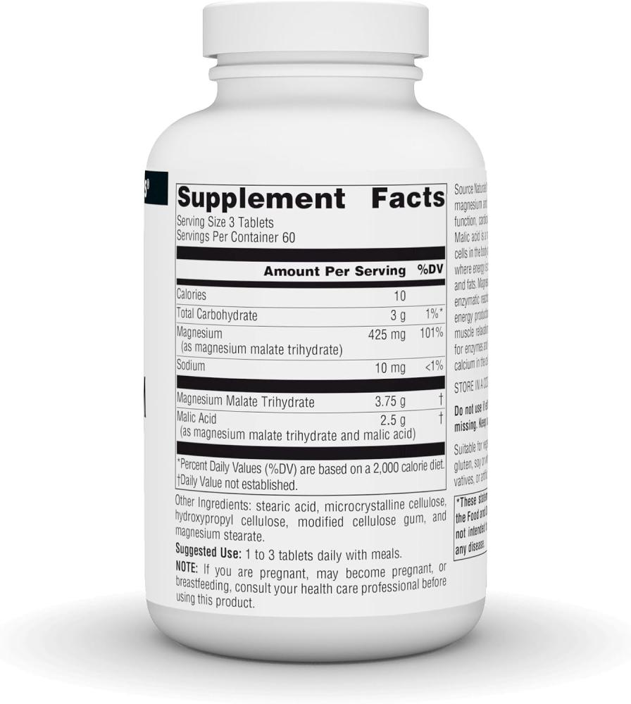 Source Naturals Magnesium Malate Tablets (3750mg, 180 Pieces)