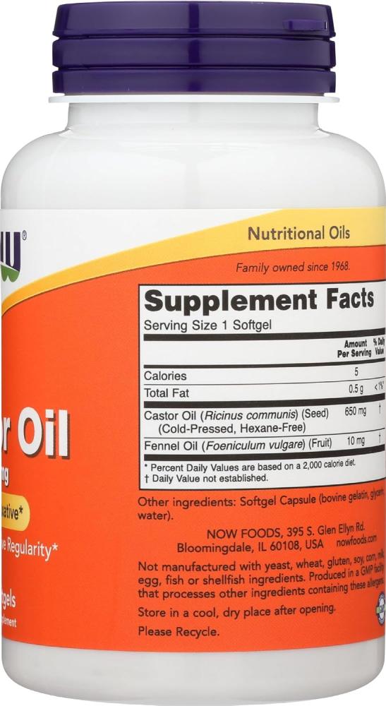 Now Foods, Castor Oil, 650 mg, 120 Softgels