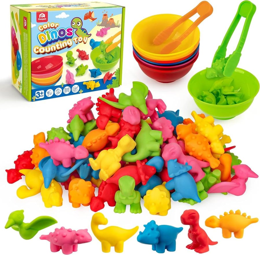 Coogam Counting Dinosaur Sorting Toy Set for 3 4 5 Years Old Kids