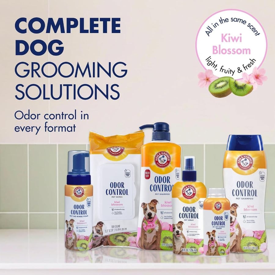 Arm & Hammer Super Deodorizing Shampoo for Dogs | Odor Eliminating Dog Shampoo for Smelly Dogs & Puppies With Arm & Hammer Baking Soda | Kiwi Blossom Scent, 20 Fl Oz