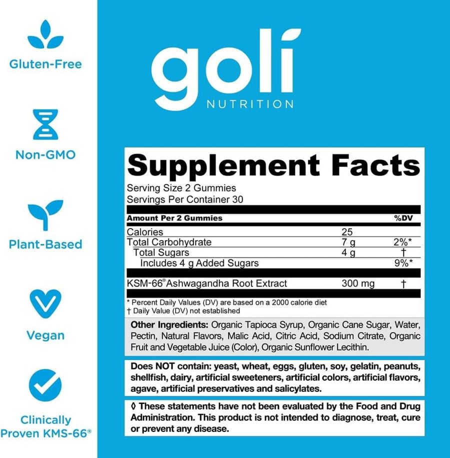 Goli KSM66 Gluten-free Mixed Berry Ashwagandha Gummies (60 Pieces)